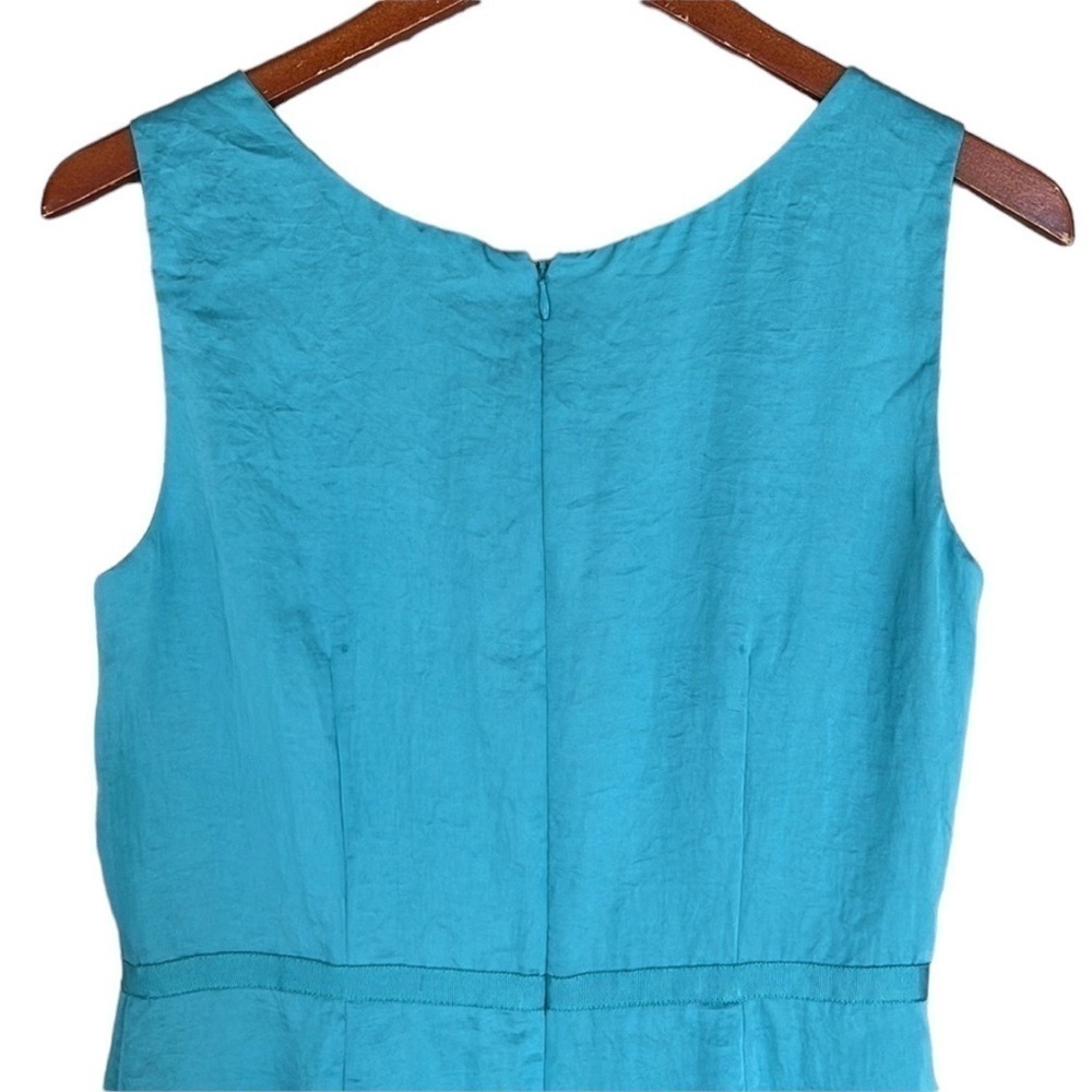 LOFT Teal Green Ruched Neckline Sleeveless Fully Lined Dress Size 8 NWT - Picture 4 of 12